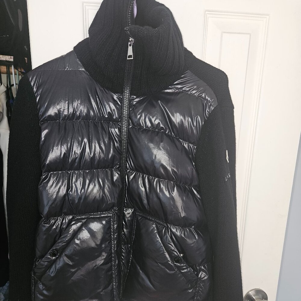 NWT Moncler Cardigan Tricot Down Puffer Small Jacket Black COMPANY LOGO READ